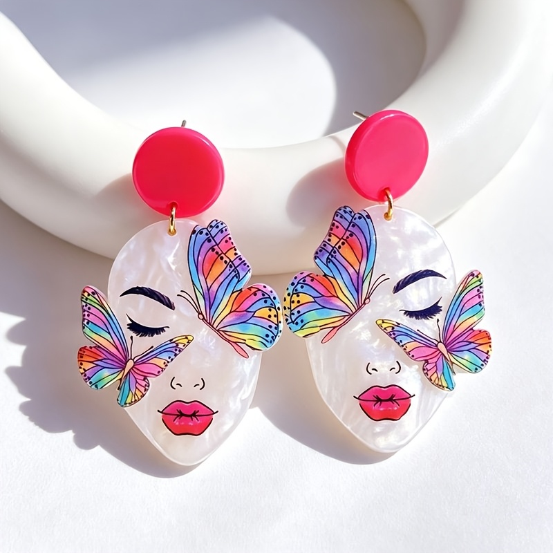 Women's Creative Butterfly Beauty Head Drop Earrings